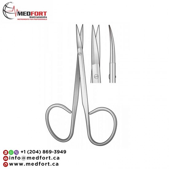Blepharoplasty Ribbon Scissor, Sharp, 10.5cm, Curved