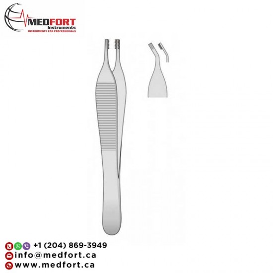ADSON BROWN DELICATE TISSUE FORCEPS, 12CM, 7X7 TEETH, ANGLED