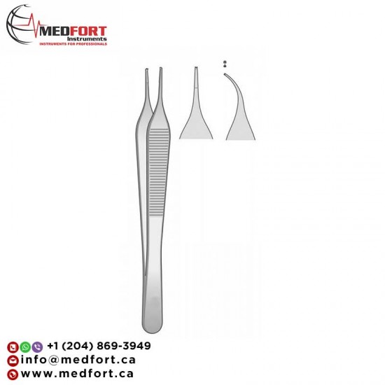 Micro Adson Forceps, Curved, 1.0mm Tips